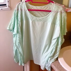 New York & Co. Mint green flutter sleeve top
